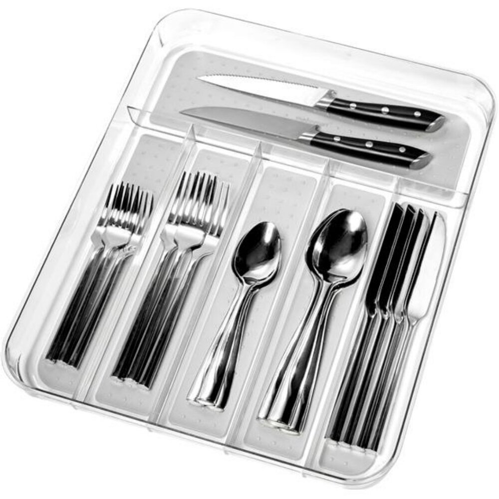 Silverware tray utensil holder kitchen drawer organizer plastic cutlery storage
